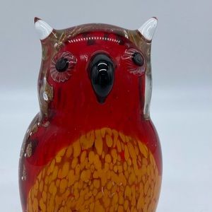 Red Glass Owl Figurine